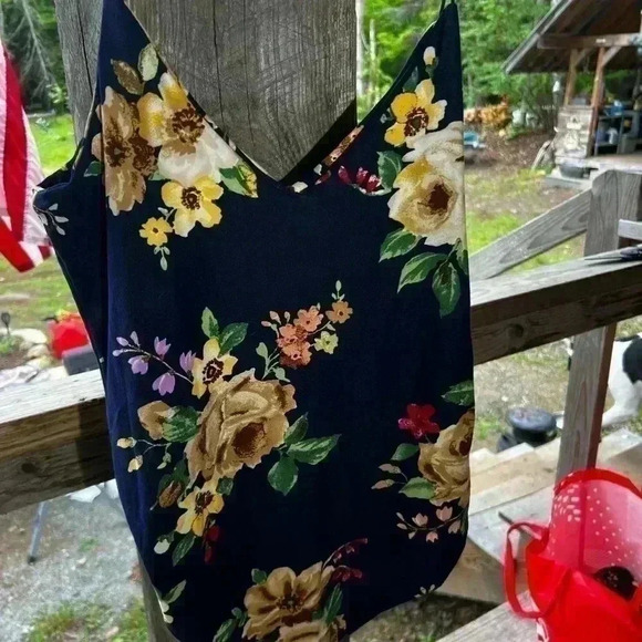 Gaze Brand Sz Large Body Tank Snap Crotch Floral Bodysuit - Picture 3 of 5